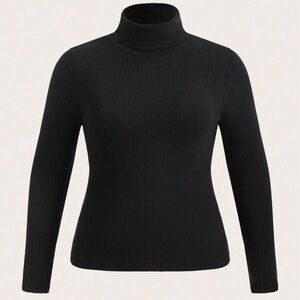 SHEIN BASICS Plus Size Ribbed Knit Tee